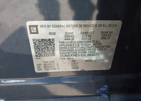 2018 Chevrolet Equinox Ls from USA, damaged, VIN 3GNAXHEV9JL394077